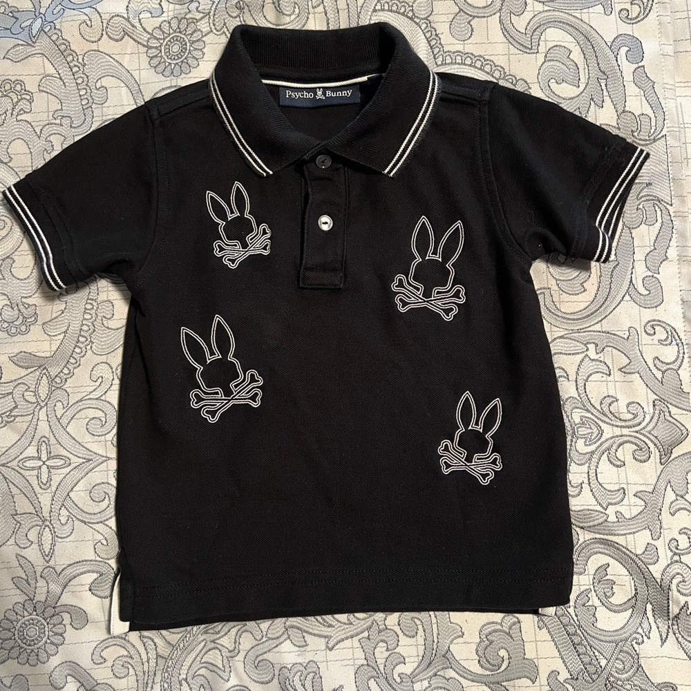 Psycho Bunny Black Polo with Bunny Design